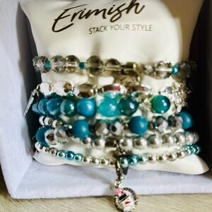 Erimish Snowman Bracelet Set - Blue and Silver